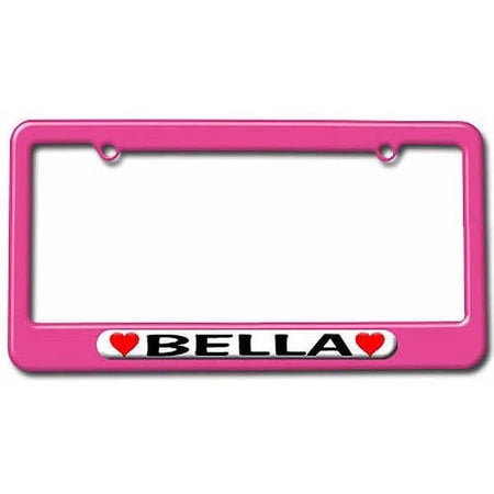Bella Love with Hearts License Plate Tag Frame, Multiple Colors