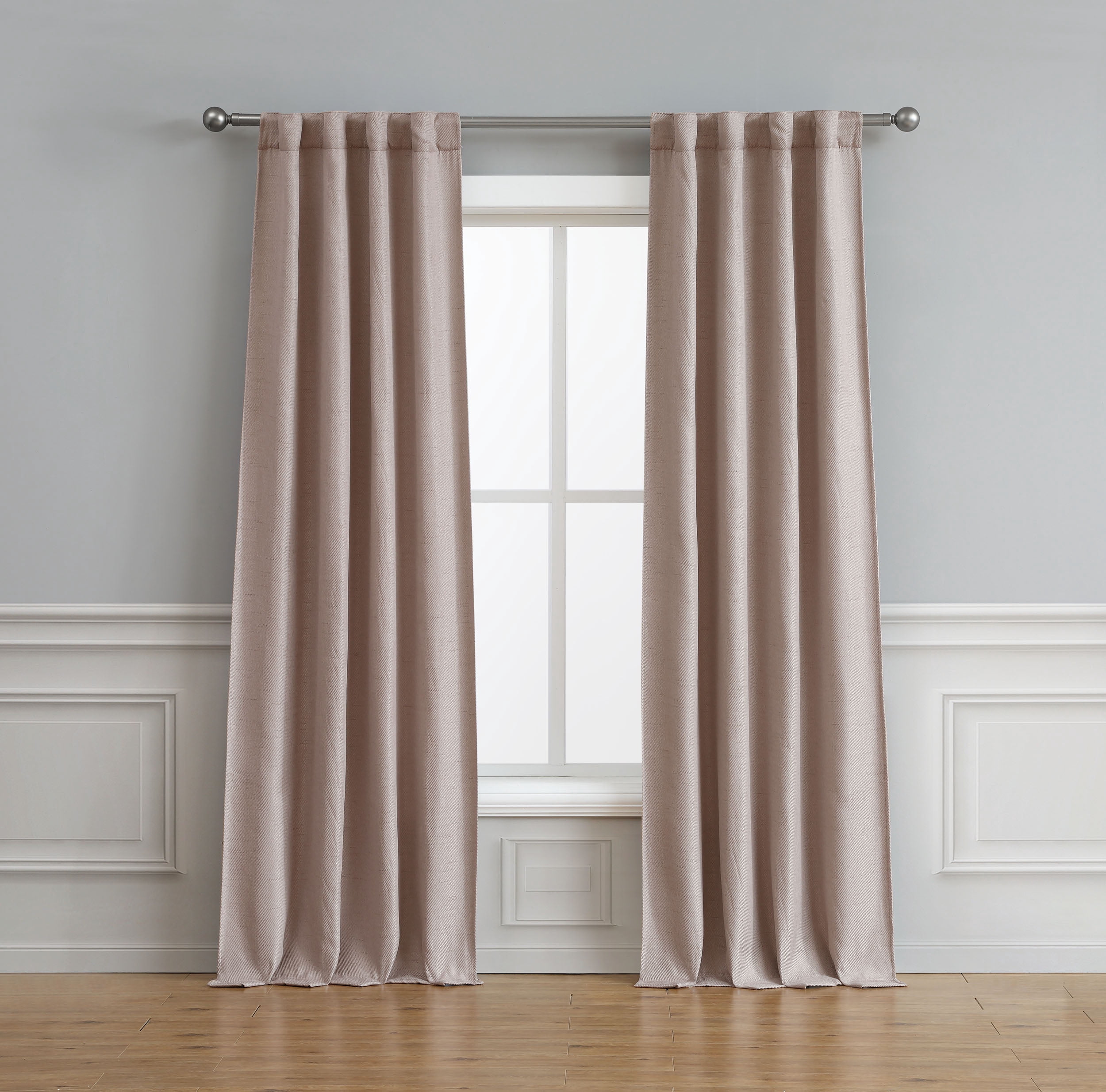 bella luna astrid thermal room darkening backtab 76x84 window curtain pair, rose smoke