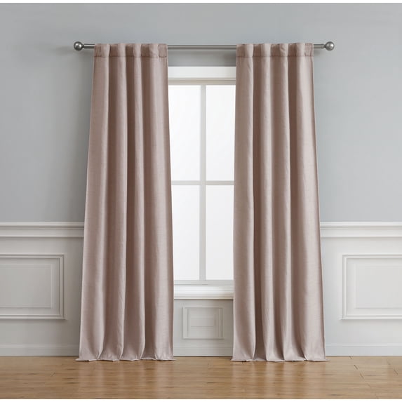 Bella Luna Astrid Thermal Room Darkening Backtab 76x96 Window Curtain Pair, Rose Smoke