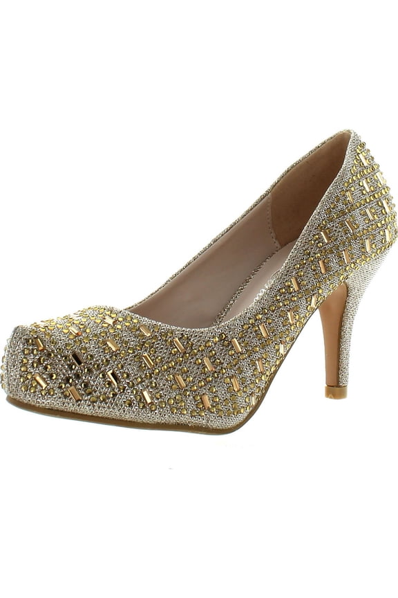 Myra Sparkle Crystal Gem Rhinestone Glitter Mesh Formal Evening Dress Pumps