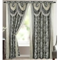 thumbnail image 1 of Bella Luxury Jacquard Curtain Panel with Attached Waterfall Valance & Scarf 54 by 84-Inch Grey, 1 of 6