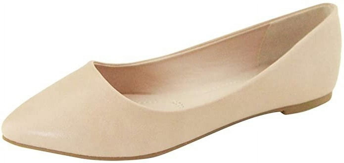 Bella Marie Angie-52 Natural Classic Pointy Toe Ballet Slip On Flats ...