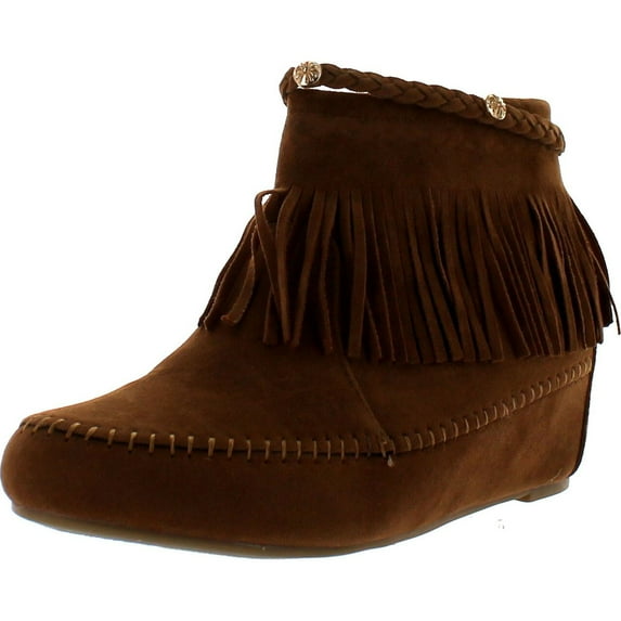 Bella Marie Campus-28 Womens Round Toe Moccasin Ankle High Faux Suede Boots