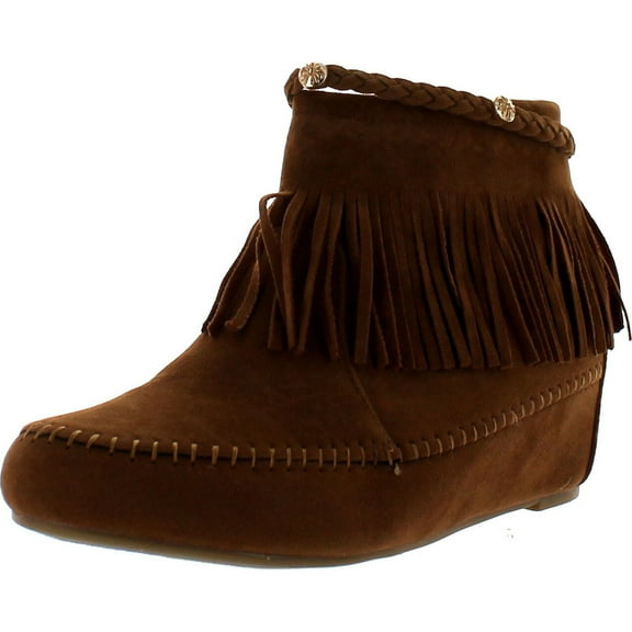 Bella Marie Campus-28 Womens Round Toe Moccasin Ankle High Faux Suede Boots