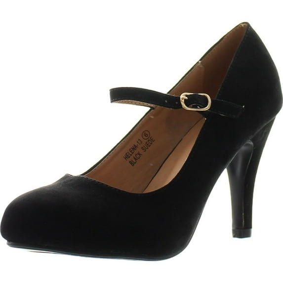 Bella Marie Helena-13 Women's almond toe low heel mary jane glitter or suede pumps