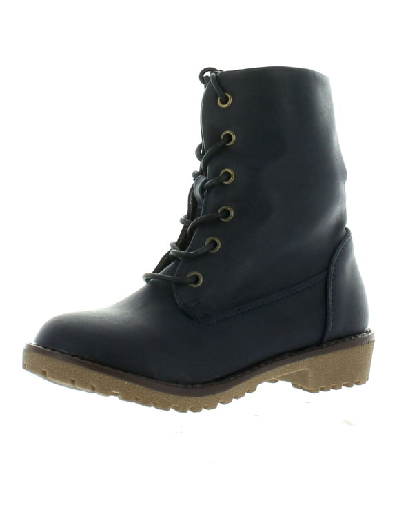NEWYORK-28K Girl Kids Girls Youth Fold Over Combat Print Boots Synthetic Shoes