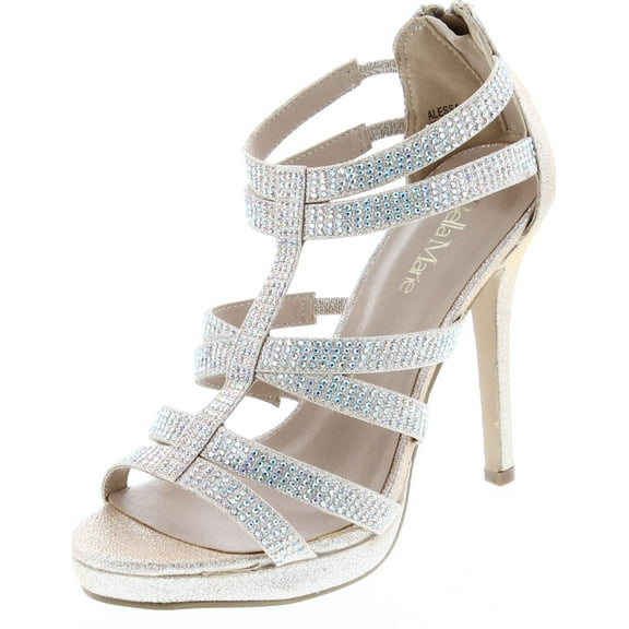 Bella Marie Women's Alessa-25 Special Occasion Rhinestone Strappy Heeled Sandal