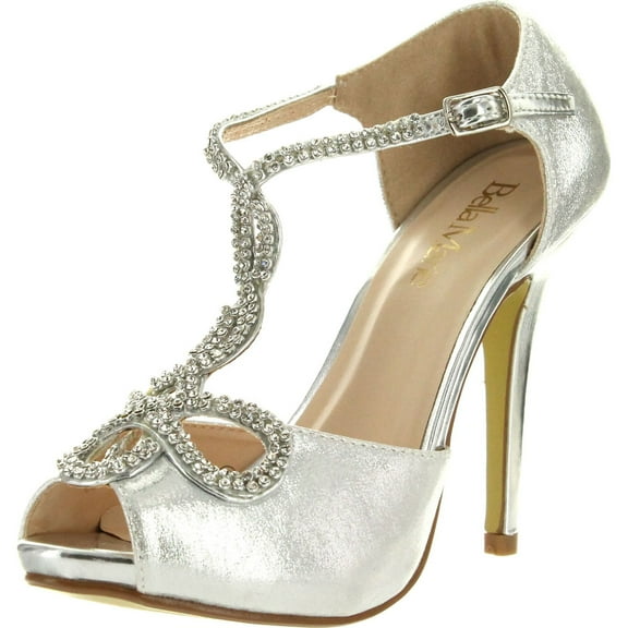 Bella Marie Womens Soho-10 Ankle Strappy Peep Toe Pump Stiletto Party Dress Heel