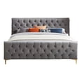 thumbnail image 1 of Bella Mid Century Modern Gray Velvet Upholstered King Platform Bed, 1 of 7