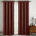 thumbnail image 1 of Bella Pair (Set Of 2) Blackout Weave Embossed Grommet Energy-Efficient Curtain Panels - Chocolate - 104X108, 1 of 3