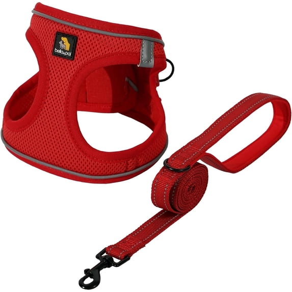 BELLA & PAL Puppy Harness and Leash Set,Step in Harness for Small Dogs,Air Mesh Dog Vest Harness with Reflective Strip,No Pull Harness for XXS, XS, Small Dog Cat (Red, XXS)