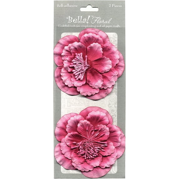 Bella! Paper Florals 2/Pkg-Pink, Pk 4, Ruby Rock-It