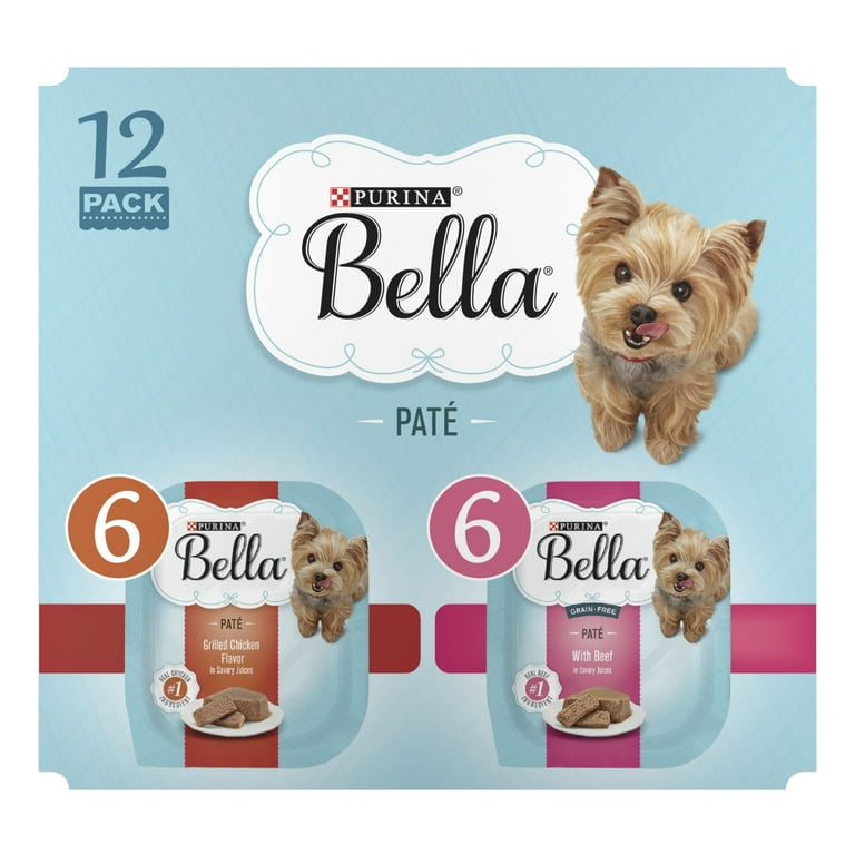 Purina Bella Pate Wet Dog Food for Small Dogs Variety Pack 3.5 oz Trays 12 Pack