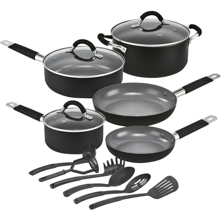 Bella Pro Series - 14-Piece Cookware Set - Black - new (bb)