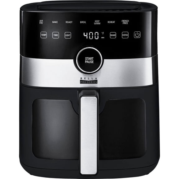 Bella Pro Series - 6-qt. Digital Air Fryer with Window - Black 6507324