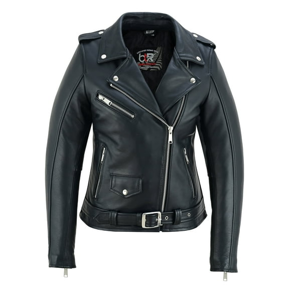 Bella Rider Women’s Motorcycle Jacket | Classic Brando Style Genuine Cowhide Leather | Asymmetrical Zipper | Black Biker Jacket for Riding, Casual Wear & Fashion Black-M
