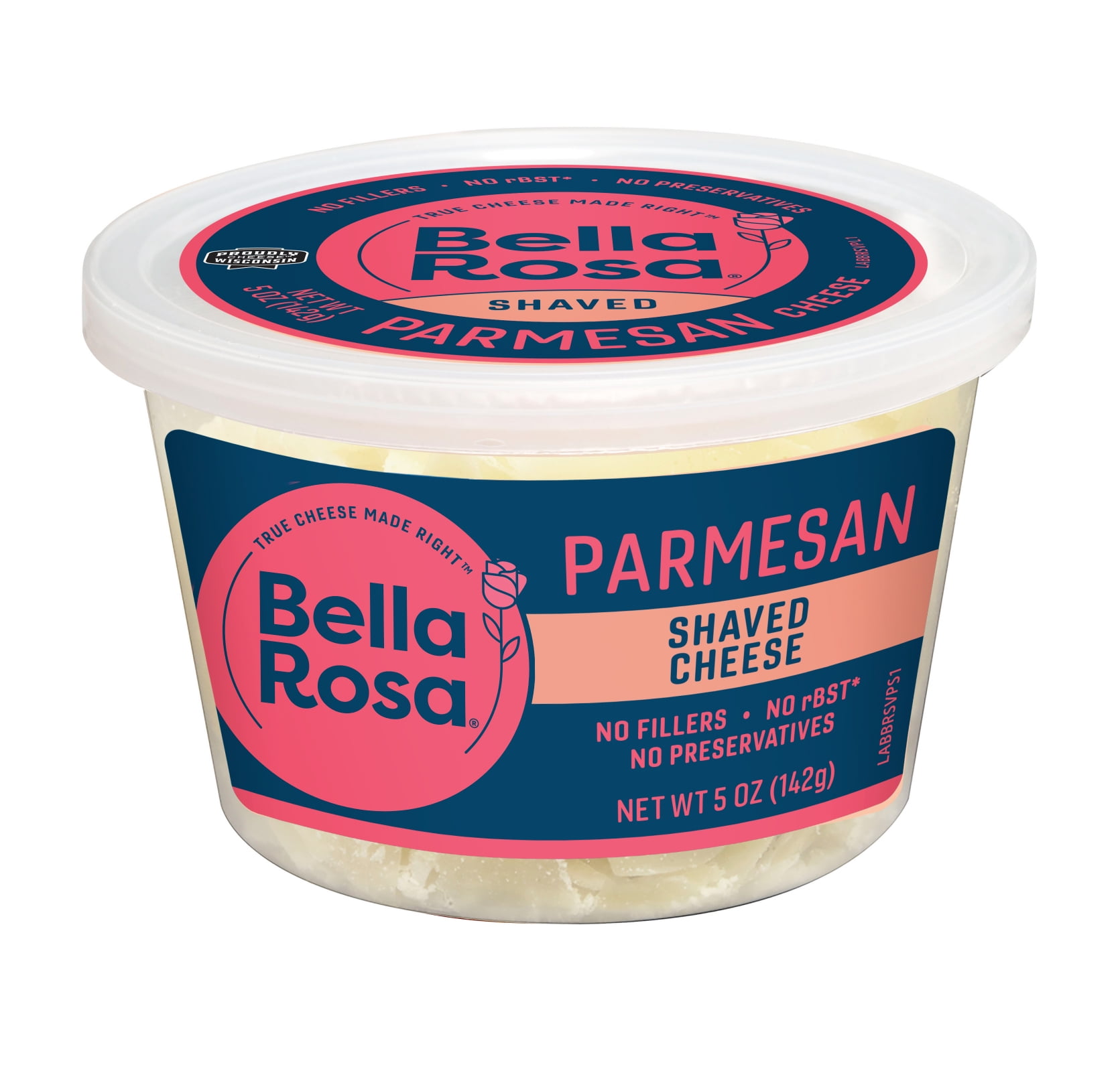 Bella Rosa Shaved Parmesan Cheese, Refrigerated 5 oz Recyclable Plastic Cup
