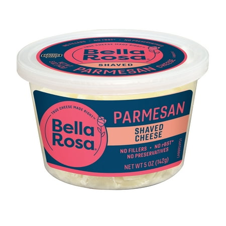 Bella Rosa Shaved Parmesan Cheese, Refrigerated 5 oz Recyclable Plastic Cup