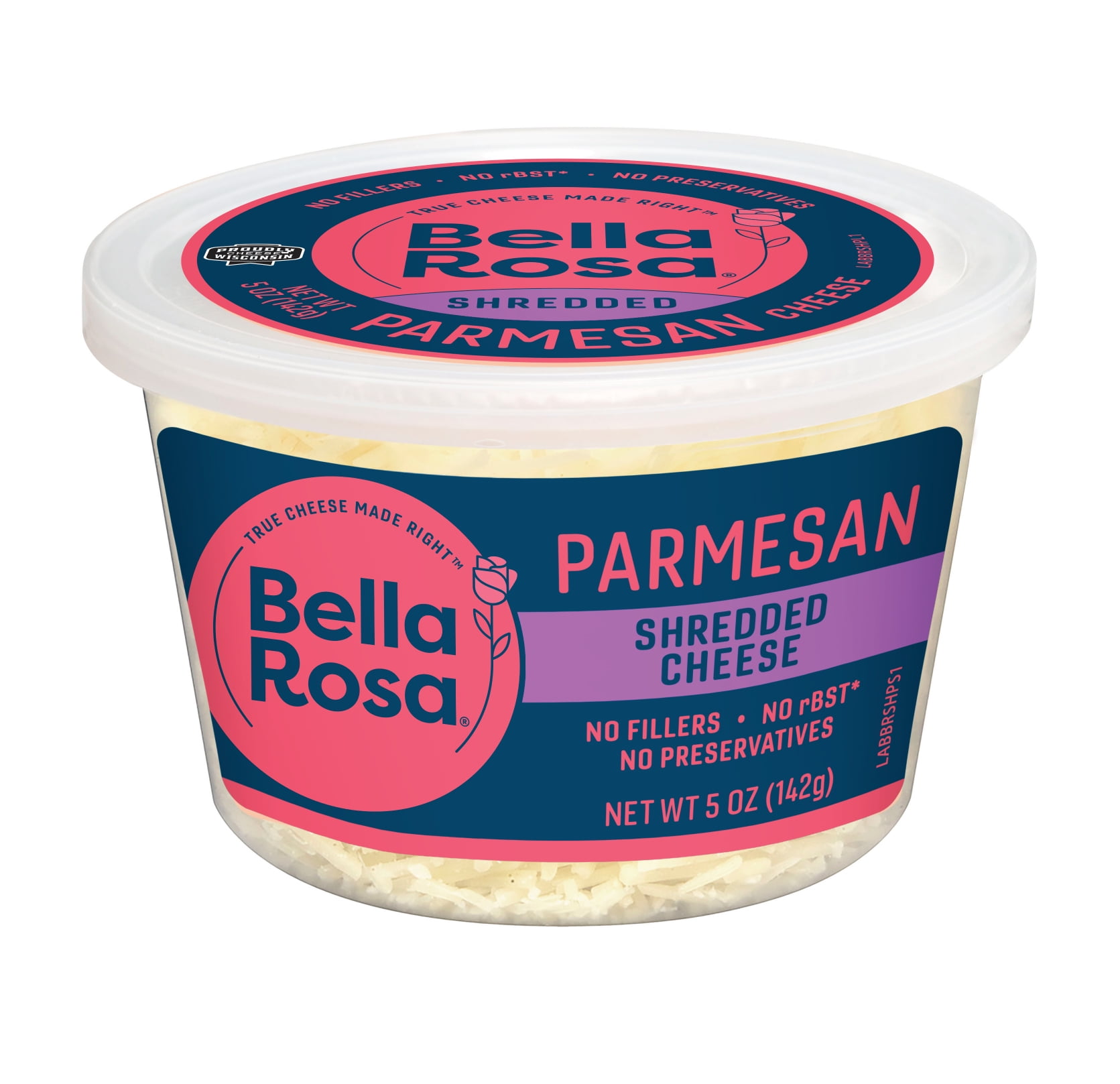 Bella Rosa Shredded Parmesan Cheese, Refrigerated 5 oz  Recyclable Plastic Cup