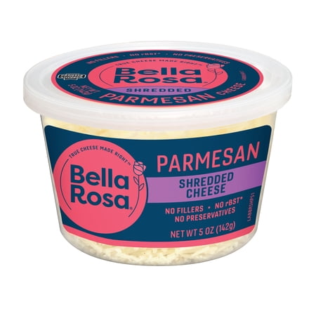 Bella Rosa Shredded Parmesan Cheese, Refrigerated 5 oz Recyclable Plastic Cup