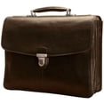 thumbnail image 1 of Bella Russo 17 in. Leather Laptop Double Gusset Briefcase (Cognac), 1 of 4