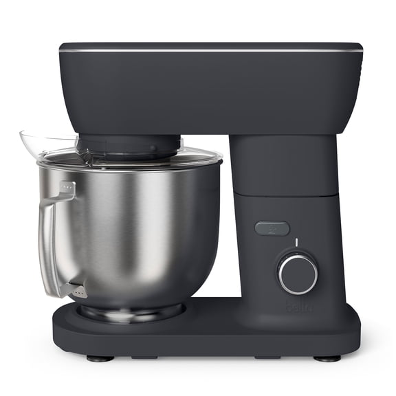 bella Stir 5.3 QT Tilt-Head Stand Mixer with Dough Hook, Flat Beater, Whisk & Splash Guard, Slate