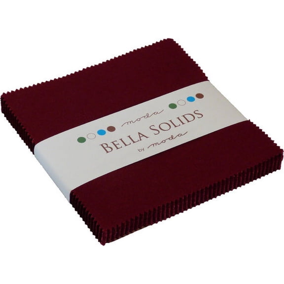 Bella Solids Burgundy Moda Charm Pack; 42 - 5" Precut Fabric Quilt Squares