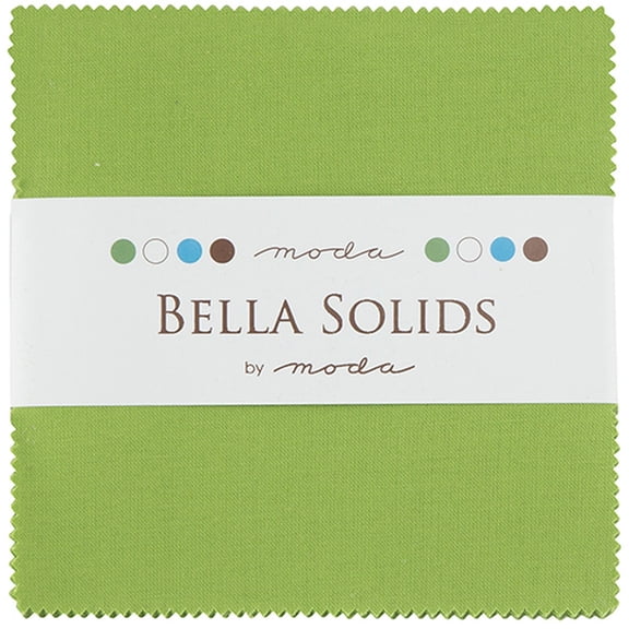 Bella Solids Fresh Grass Green Moda Charm Pack; 42 - 5" Precut Fabric Quilt Squares