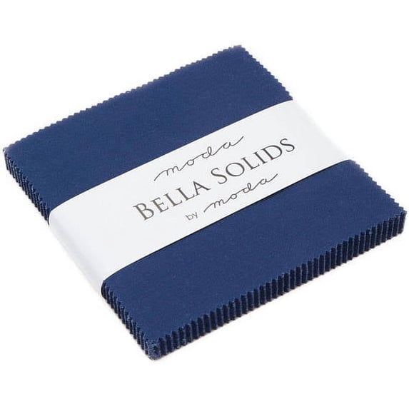 Bella Solids Nautical Blue Moda Charm Pack; 42 - 5" Precut Fabric Quilt Squares