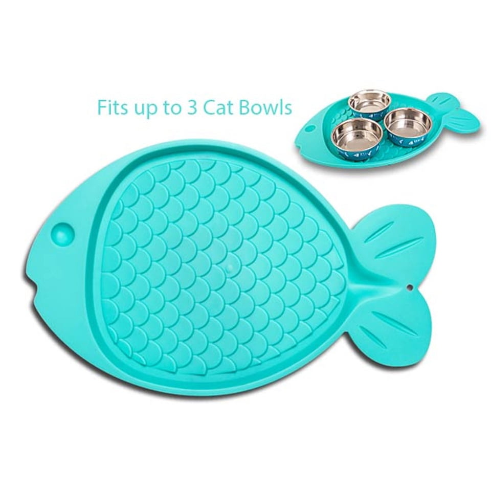 Bella Spill-Proof Fish Shaped Cat Mat, 19" x 12"