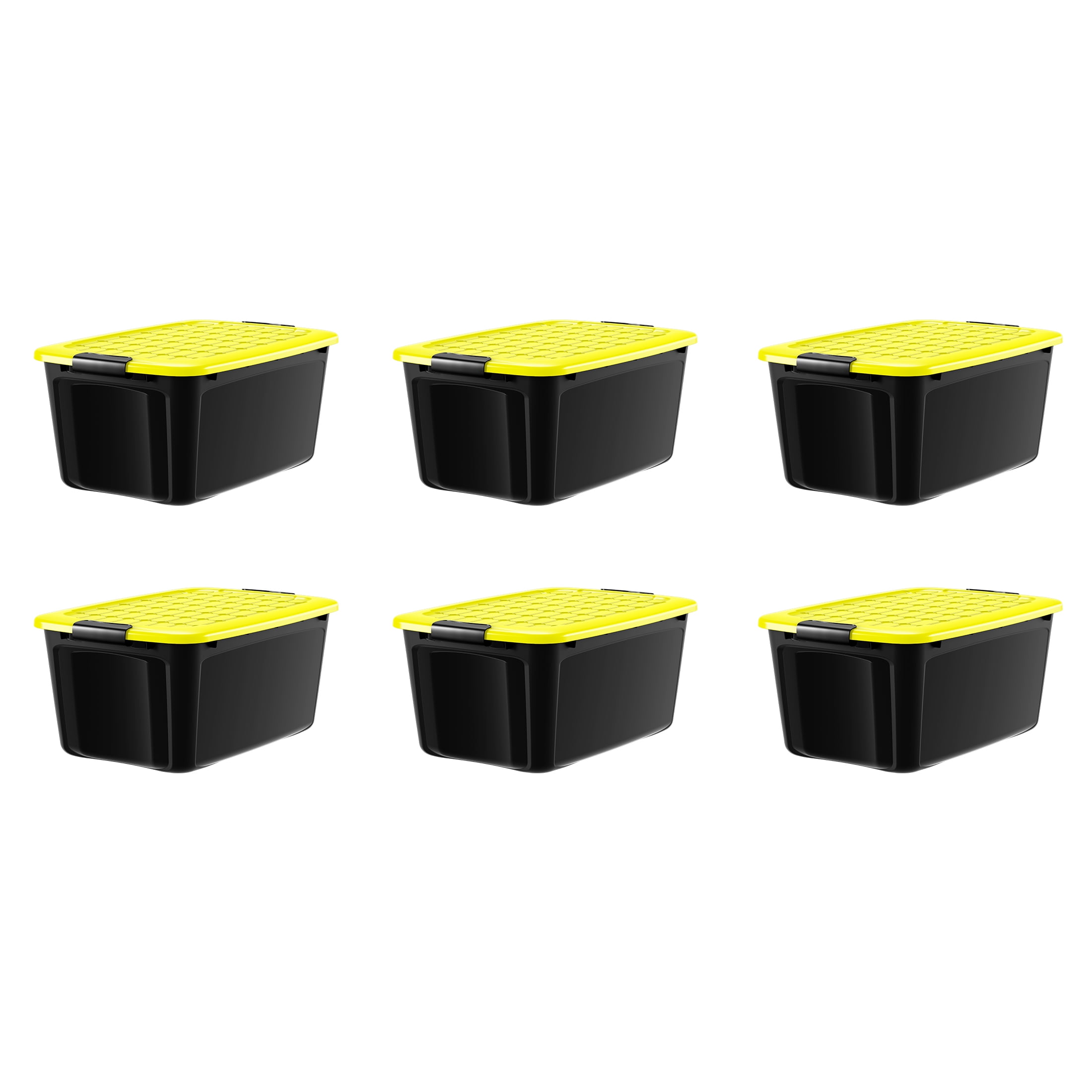 Kiddream Plastic Black Storage Bins with Handles, 6 Quart Latch Storage  Boxes Set of 6