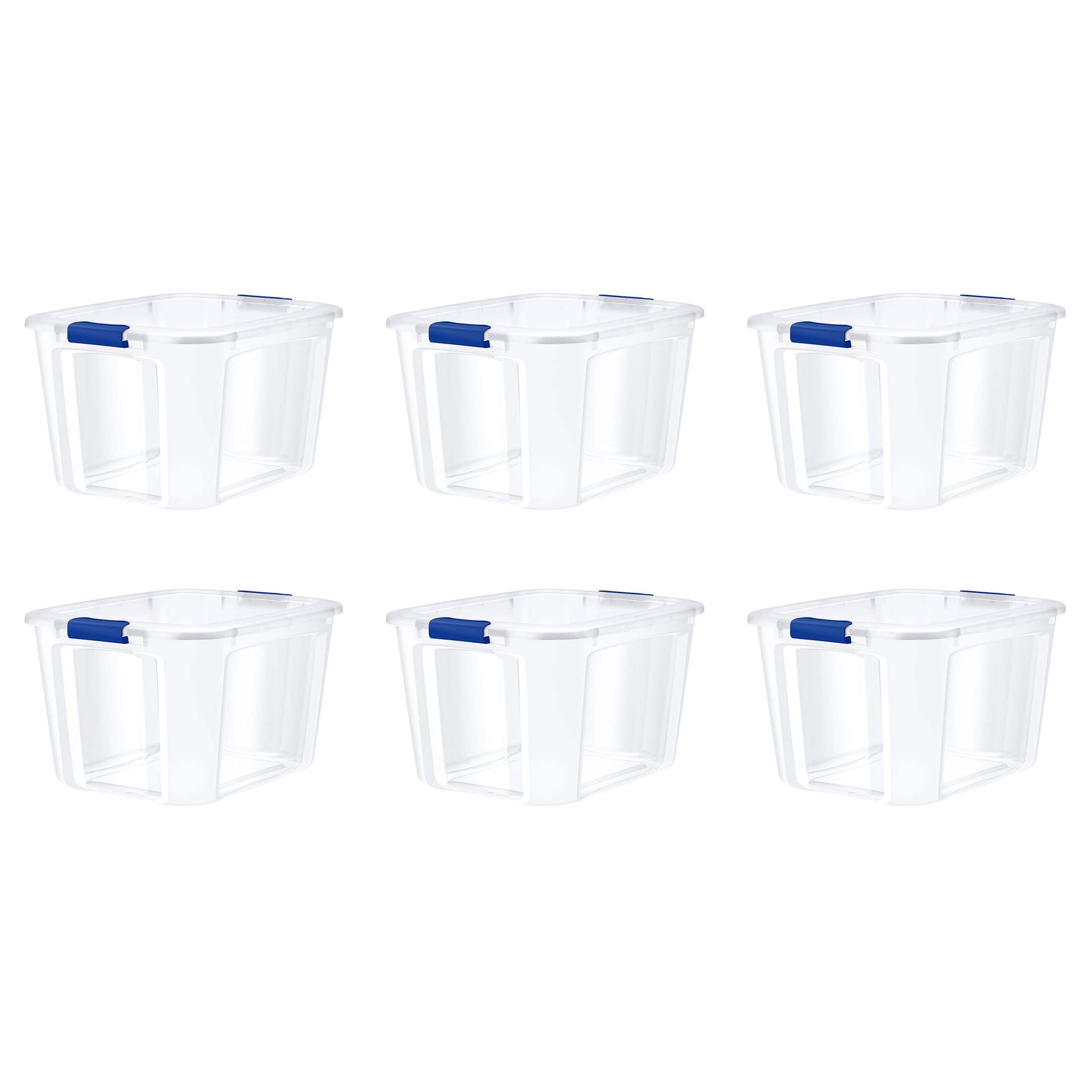 Bella Storage Set of 6 72 Quart Clear Plastic Latching Grey Lid Tote