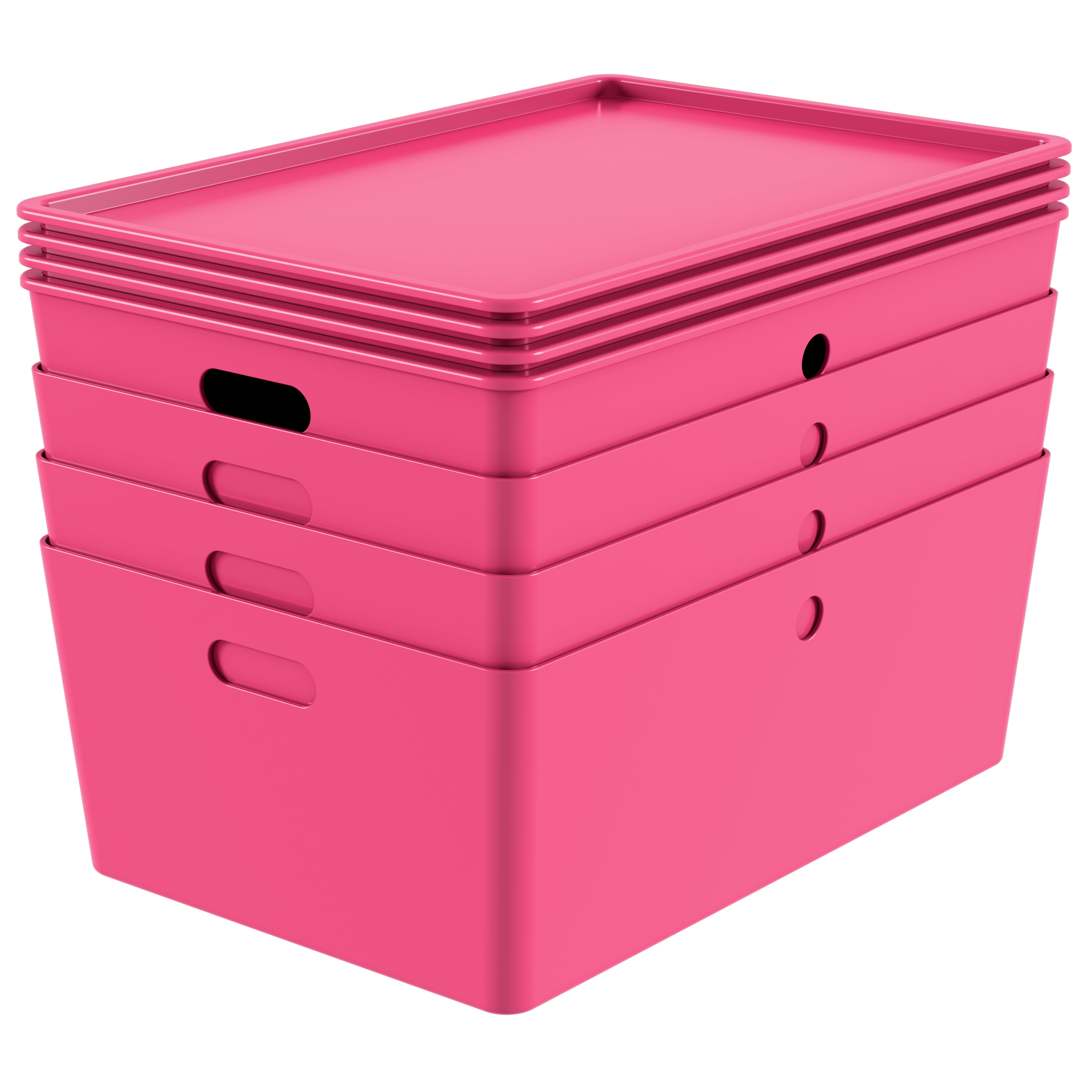 Bella Storage Solution XLarge TRENDY PINK Plastic Lidded Storage Set