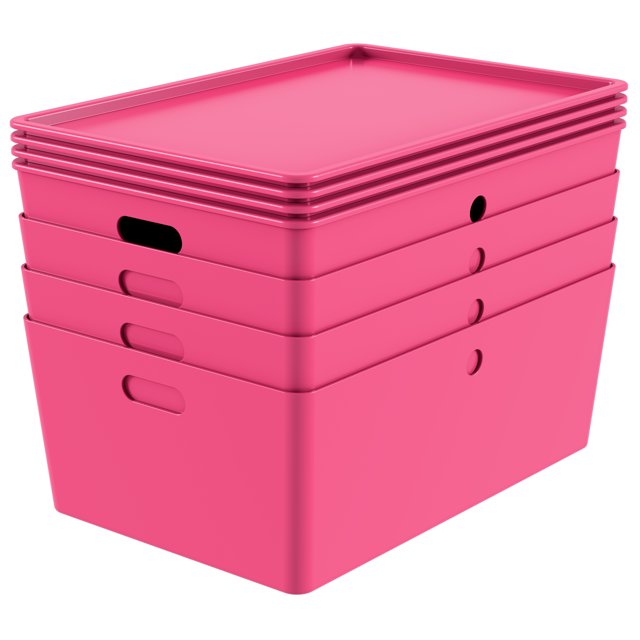 Bella Storage Solution XLarge TRENDY PINK Plastic Lidded Storage Set