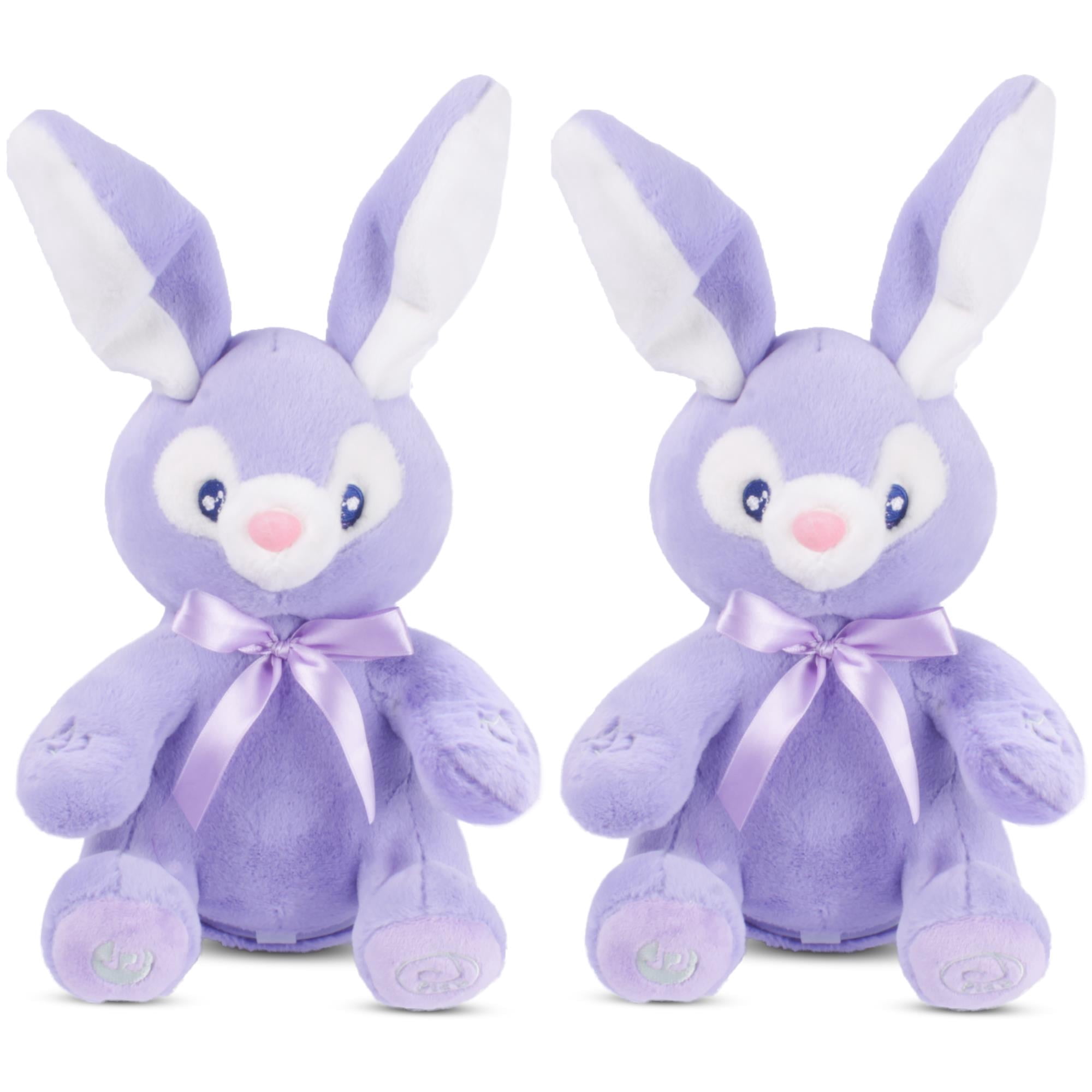 Bella Stuffed Bunny Toy - Animated Interactive Baby Bunny with Peek-a-Boo Feature and Singing Songs - Perfect Baby Plush Toy Gift for Ages 0-2, Purple (Set of 2, Purple) by Dimple