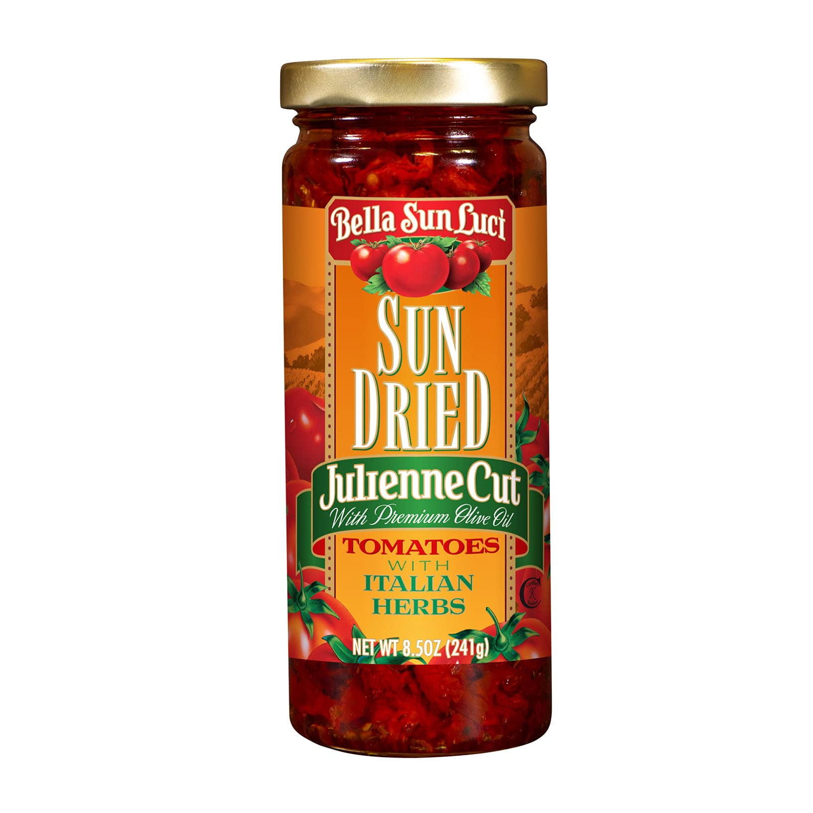 Bella Sun Luci Julienne Cut Sun Dried Tomatoes with Italian Herbs 8.5 oz (Pack of 4)