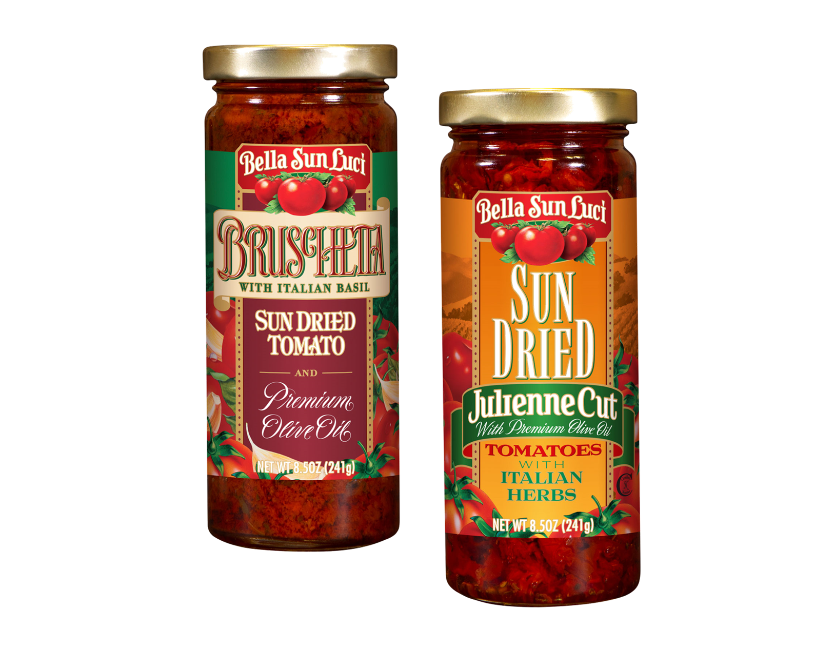 Bella Sun Luci Sun Dried Bruschetta & Julienne Cut Tomatoes in Olive Oil, Variety 2Pack 8.5 oz
