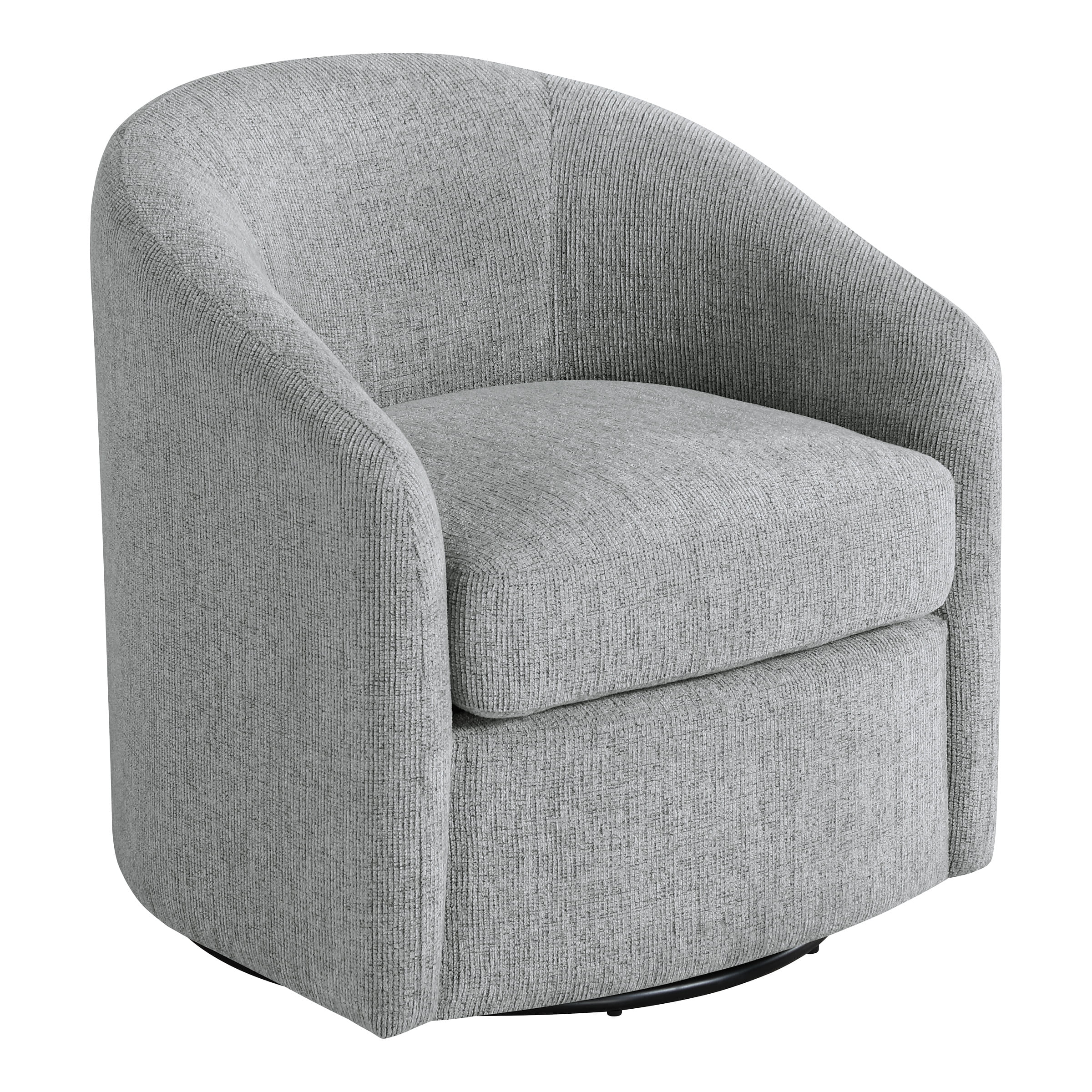 Bella Dove Gray Polyester Barrel Swivel Chair