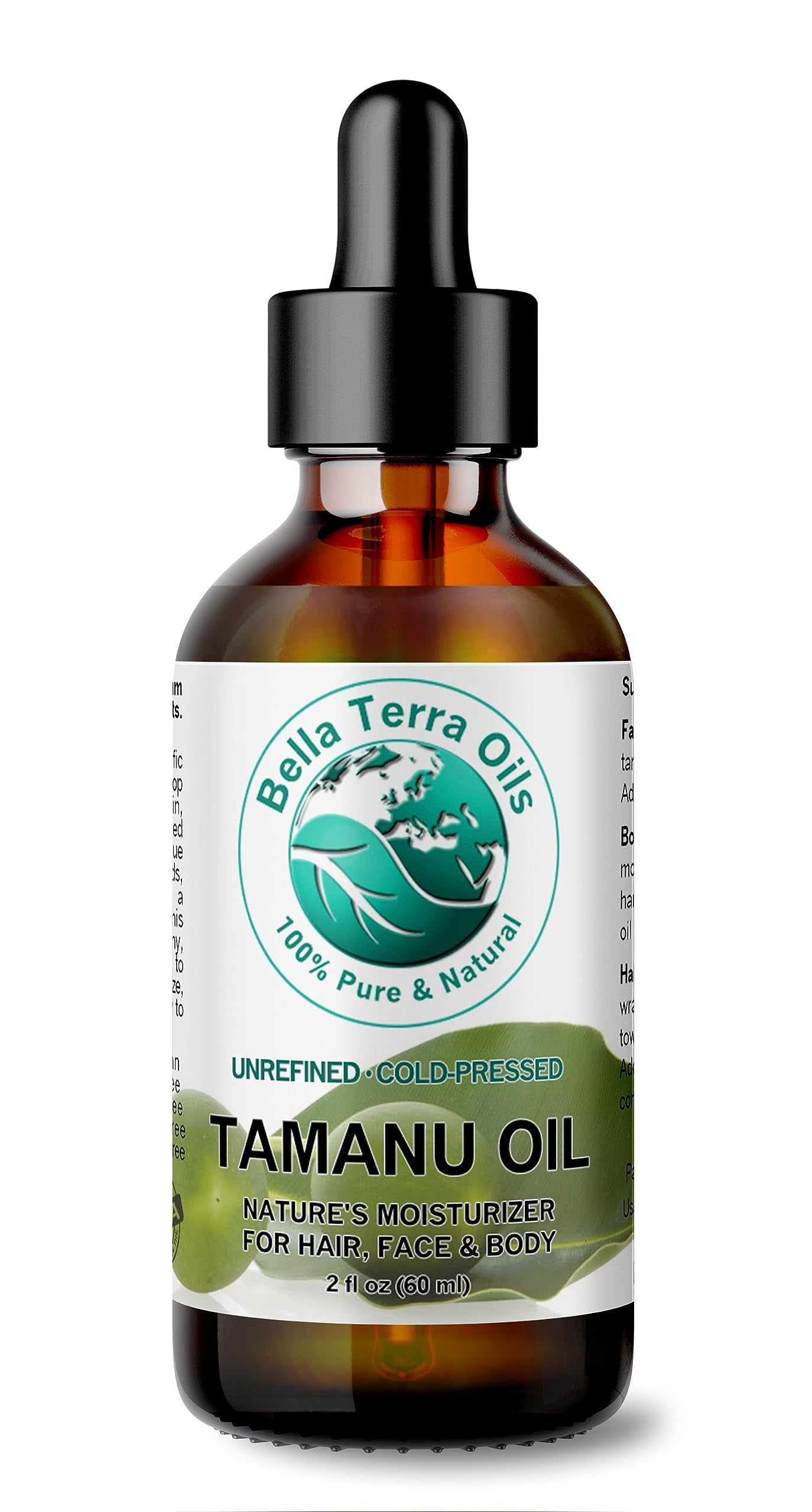 Bella Terra Oils BDF6 Organic Tamanu Oil 2 oz ColdPressed Purity, Loaded with Linoleic