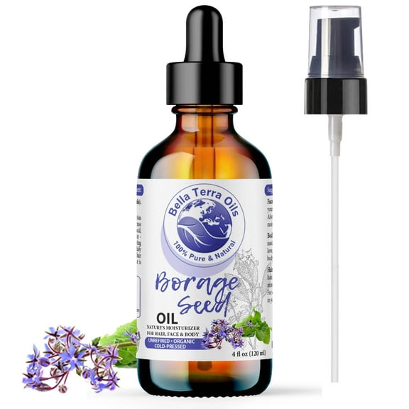 Organic Cold-Pressed Borage Oil 100% Pure Skin Hair Face Nails Moisturizer