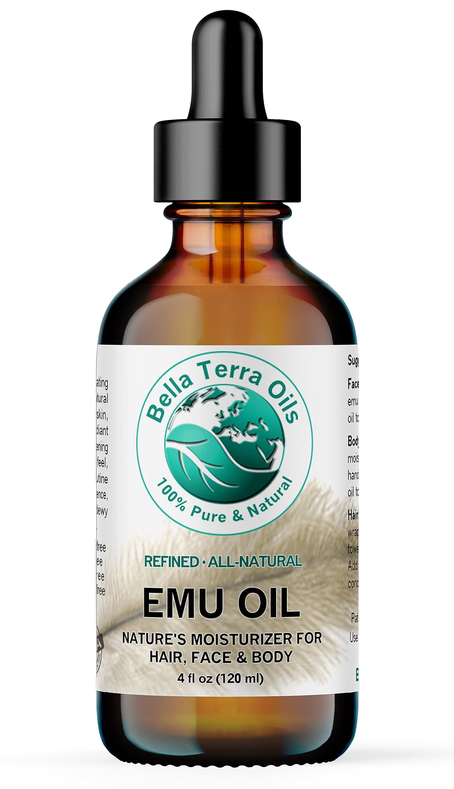 Bella Terra Oils Emu Oil 4 oz Genuine Pure Australian Emu, Infused