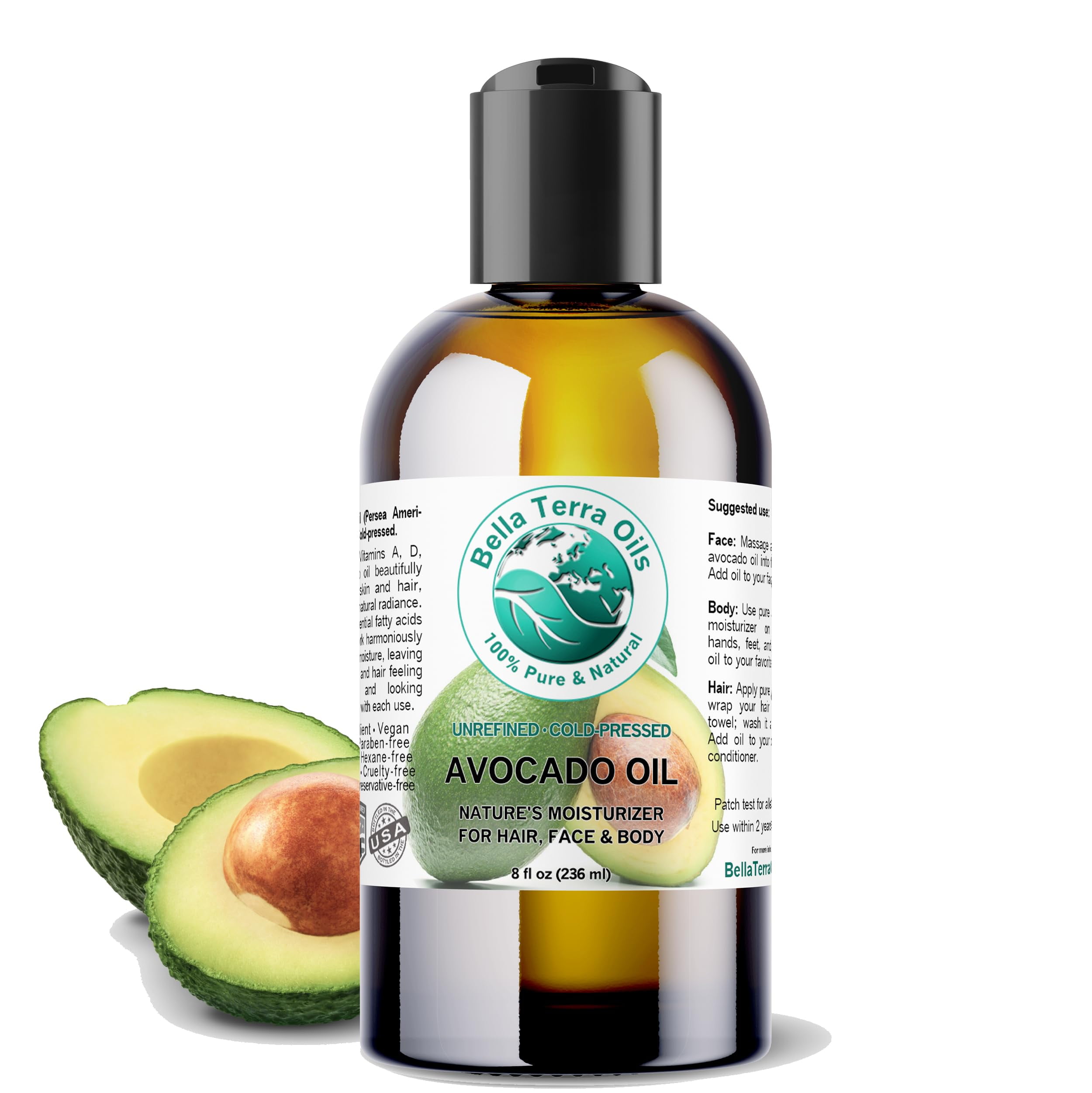 Bella Terra Oils STF9 Avocado Oil 8 oz ColdPressed Excellence