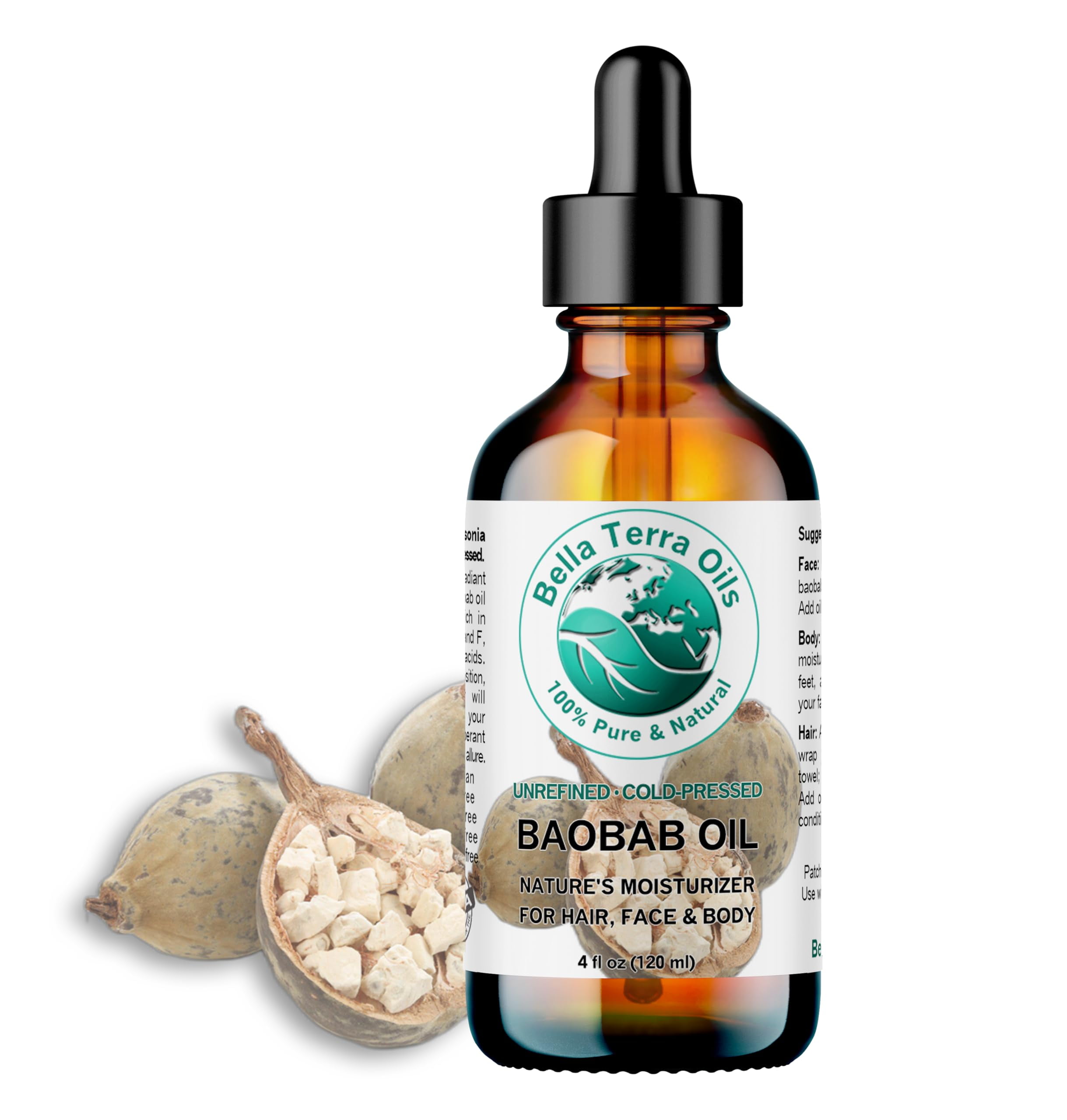 Bella Terra Oils STF9 Baobab Oil 4 oz Dive into The Essence of African Treasure, Abundant in