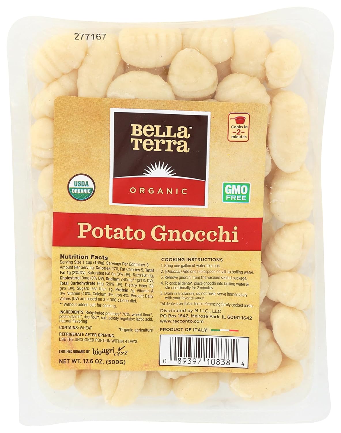 Bella Terra Organic Potato Gnocchi, 17.6 OZ
