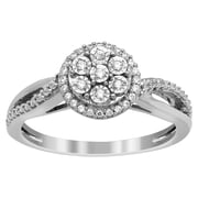 Bella Twilight Dome Ring, Illusion Set Engagement Ring, Split Shank Criss Cross Wedding Ring, 1.9 Ct Simulated Diamond, 14K White Gold Plated