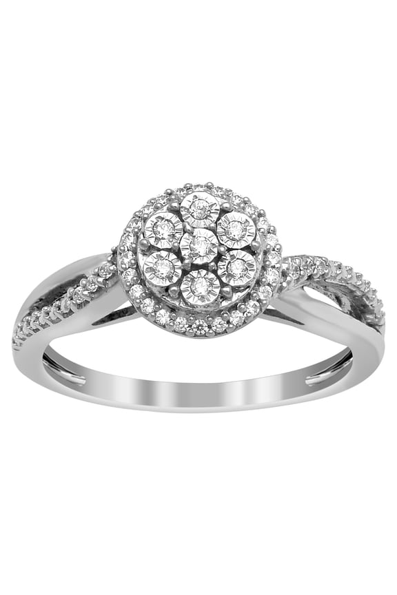 Bella Twilight Dome Ring, Illusion Set Diamond Engagement Ring, Split Shank Criss Cross Wedding Ring, 1.9 Ct Simulated Diamond, 925 Sterling Silver, Ring For Her