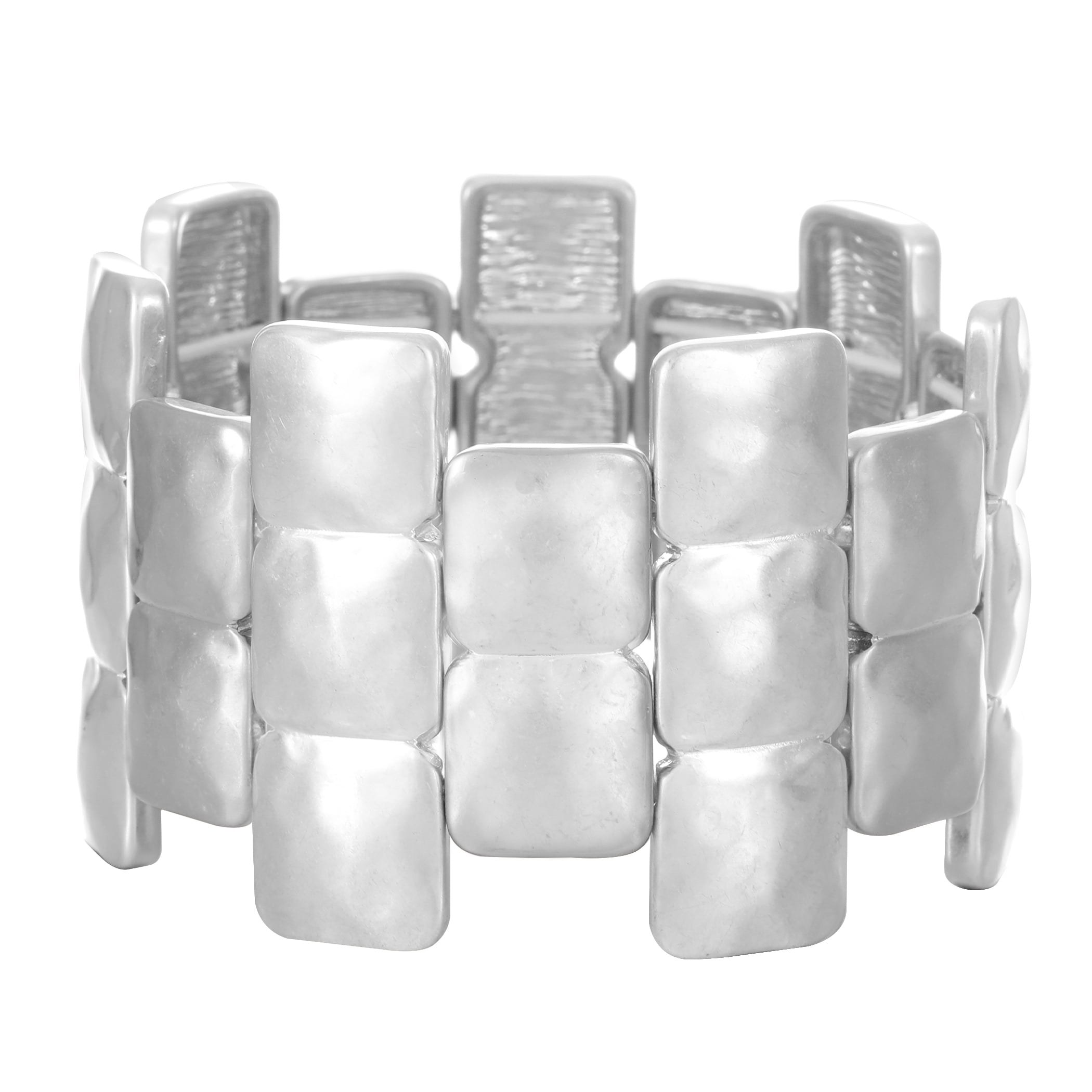 Bella Uno Recycled Metal Women's Geometric Stretch Bracelet in Recycled Metal