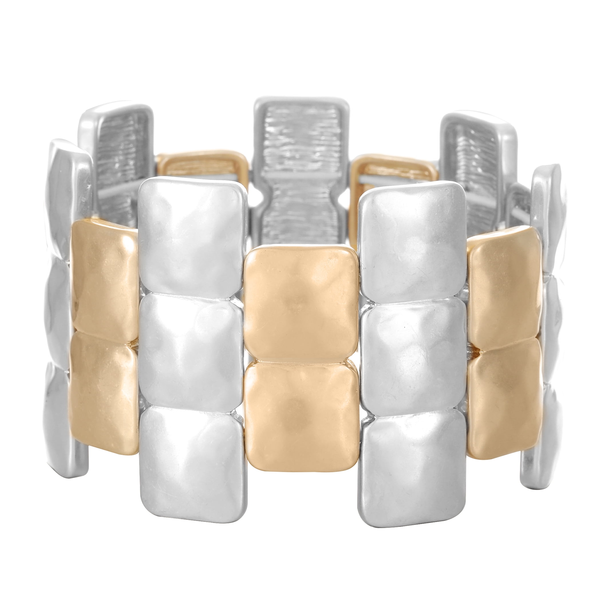 Bella Uno Recycled Metal Women's Geometric Stretch Bracelet in Recycled Metal