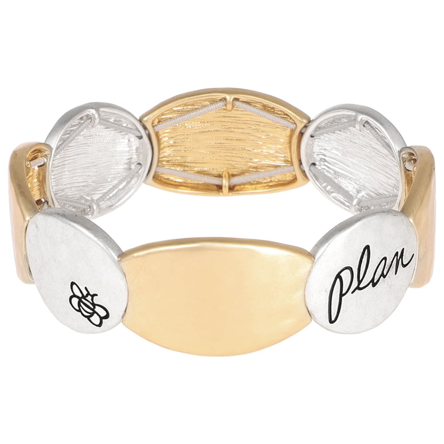 Bella Uno Recycled Metal Women's Two-Tone Dream Plan Do Stretch Bracelet in Recycled Metal