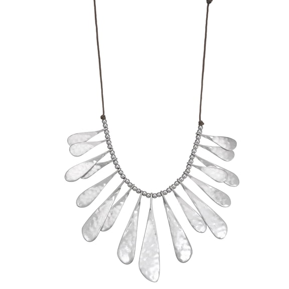 Bella Uno Women's Beaded Frontal Necklace in Recycled Metal